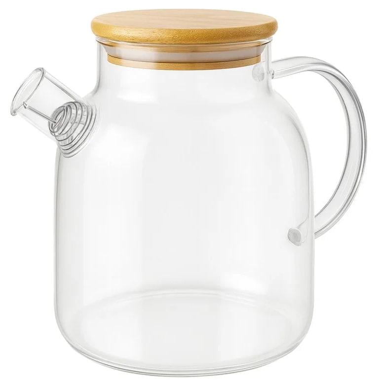 Заварювальний чайник з бамбуковою кришкою скляний 1,8 л (1800) Заварювальний чайник з бамбуковою кришкою скляний 1,8 л (1800)