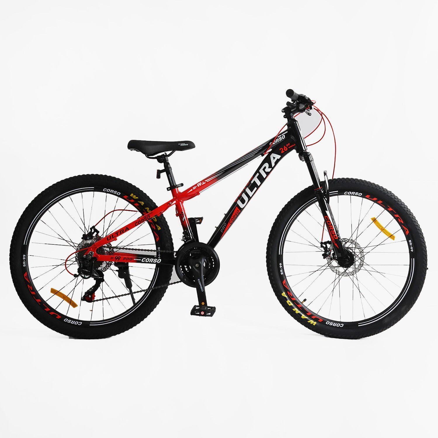 Велосипед горный Corso ULTRA алюминиевый 26"/13" Черно-красный (436627820)