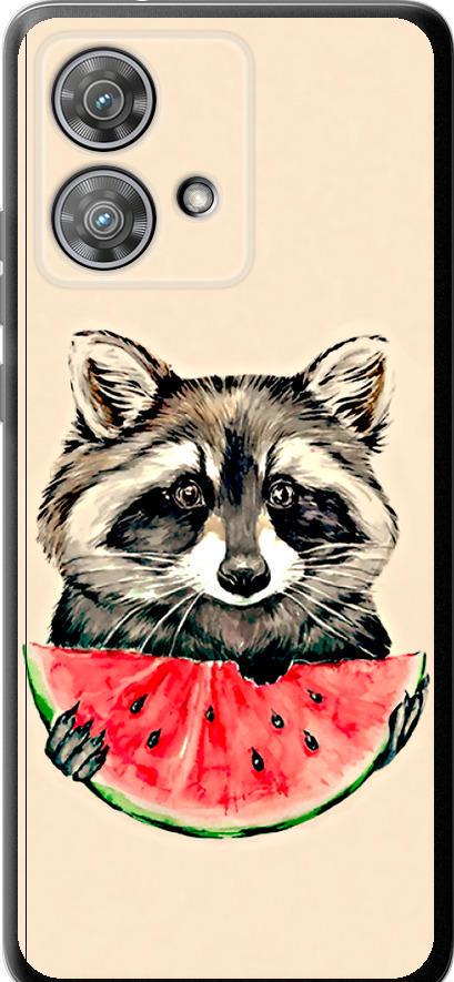 Чехол на Motorola Edge 40 Neo Енотик с арбузом (4605u-3342-42517)