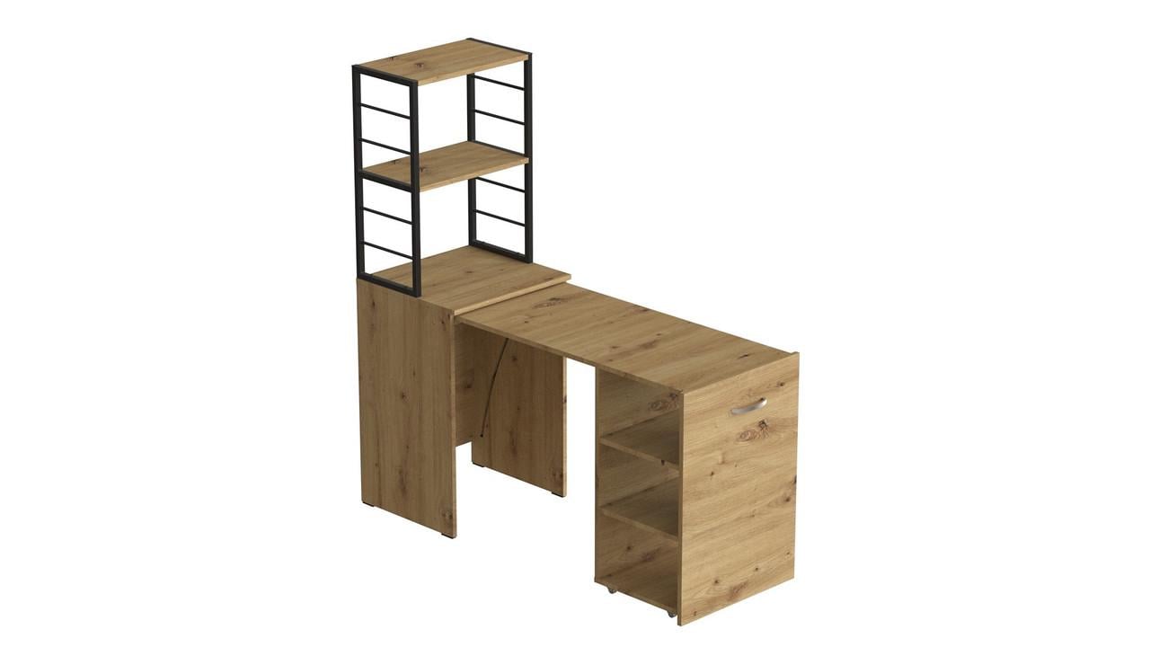 Стіл-тумба трансформер Ferrum-decor Смарт 4/1 з етажеркою метал/ДСП 16 мм 1430x1450x500 мм Чорний/Дуб Артизан (FRD-105128) - фото 1 Стіл-тумба трансформер Ferrum-decor Смарт 4/1 з етажеркою метал/ДСП 16 мм 1430x1450x500 мм Чорний/Дуб Артизан (FRD-105128) - фото 1