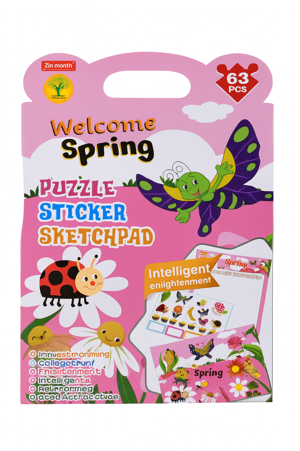 Пазлы с наклейками и скетчпадом Zhibang R97857 63 элементов 31,5х21 см Розовый (28745923)