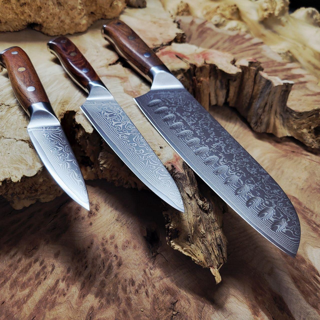 Набор ножей кухонных из 67-слойной дамасской стали 3 шт.
