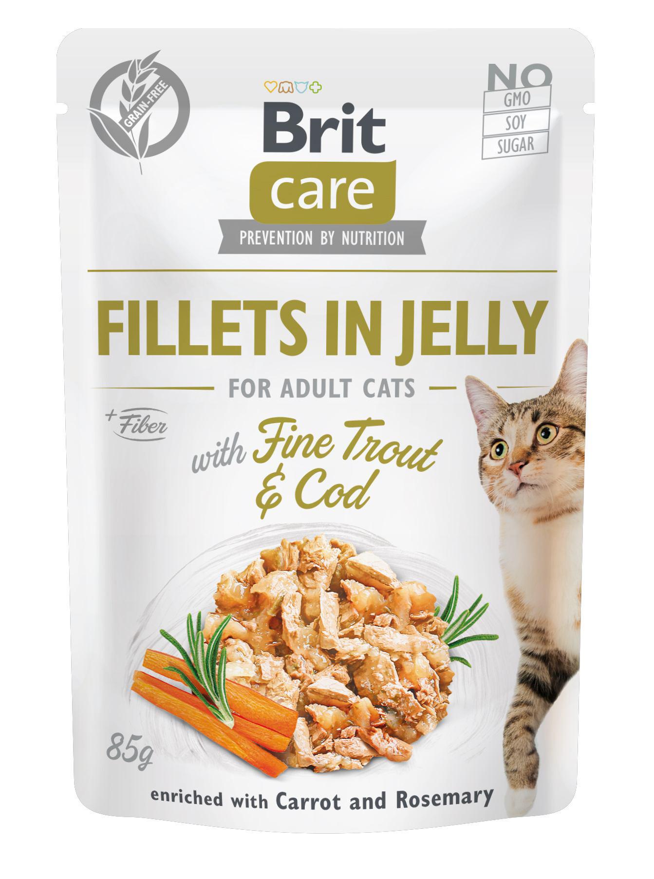 Корм вологий для котів Brit Care Cat pouch тріска і форель в желе 85 г