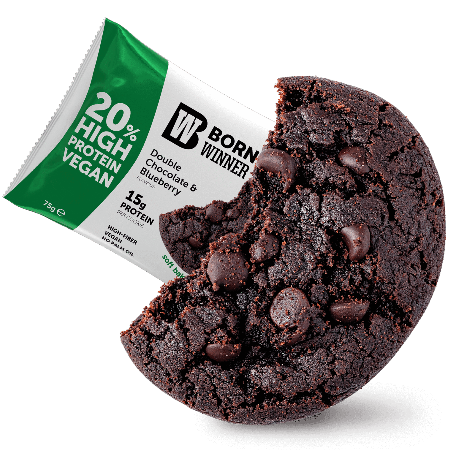 Печиво протеиновое Born Winner BOOST со вкусом двойного шоколадного печенья с черникой 75 г