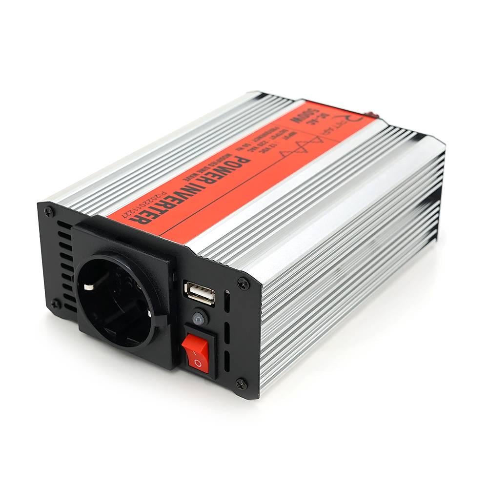 Інвертор напруги RITAR RSX-500 Q20 12V/220V 500W з апроксимувати синусоїдою 1xShuko 1xUSB клемні дроти (37615)