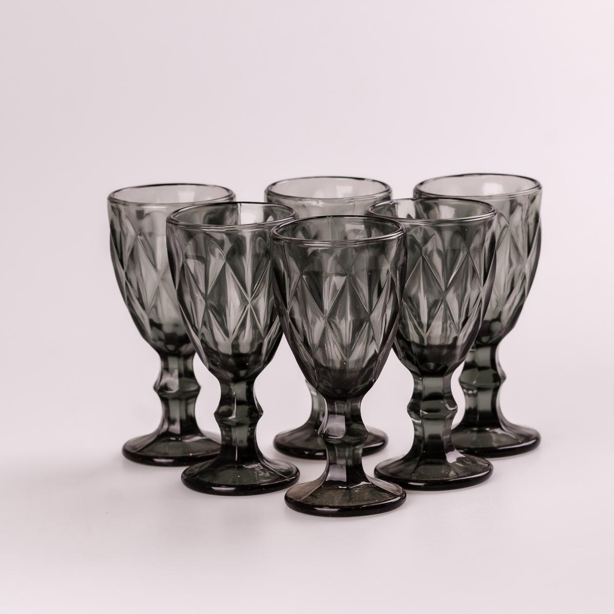 Набор бокалов фигурных граненых из толстого стекла Серый (HP001G)