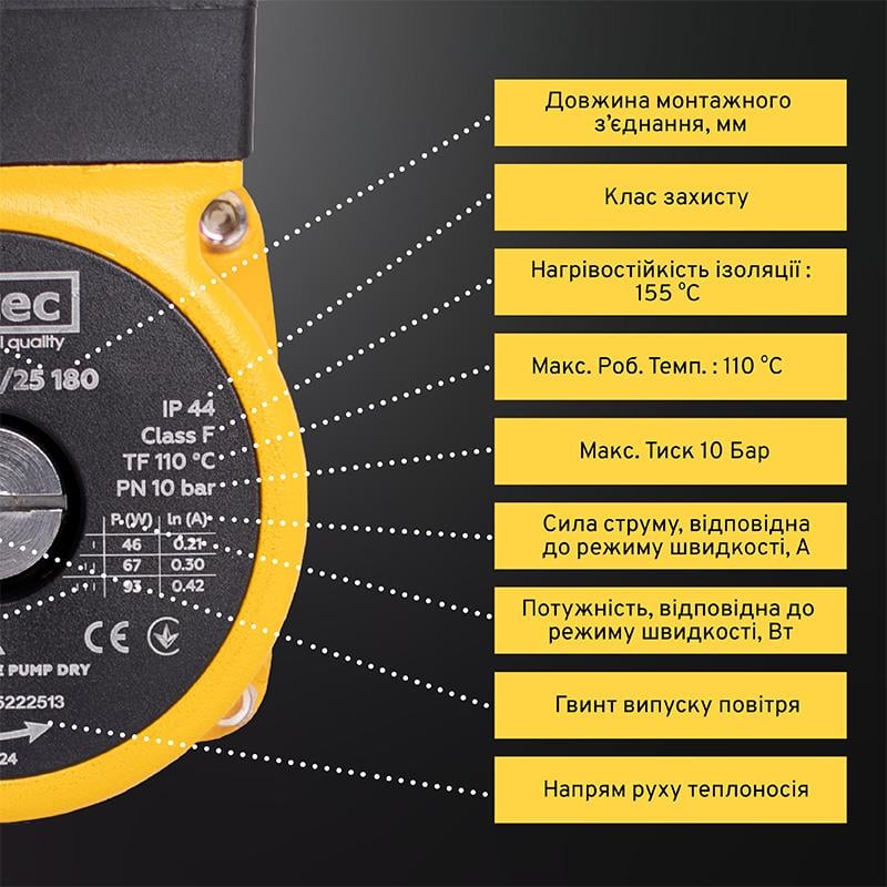 Насос циркуляційний Mytec OTP 6/25S 180 (54056) - фото 8
