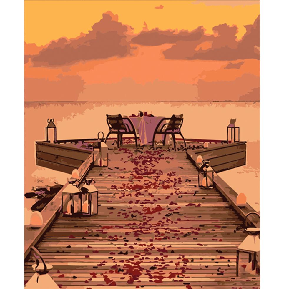 Картина по номерам Strateg Премиум Романтика на пристани 40x50 см (HH011)