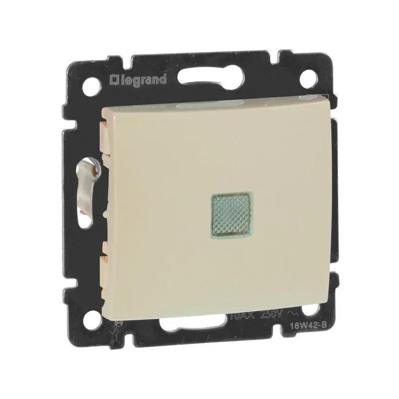 Выключатель одноклавишный Legrand Valena с подсветкой проходной Слоновая кость (774326)