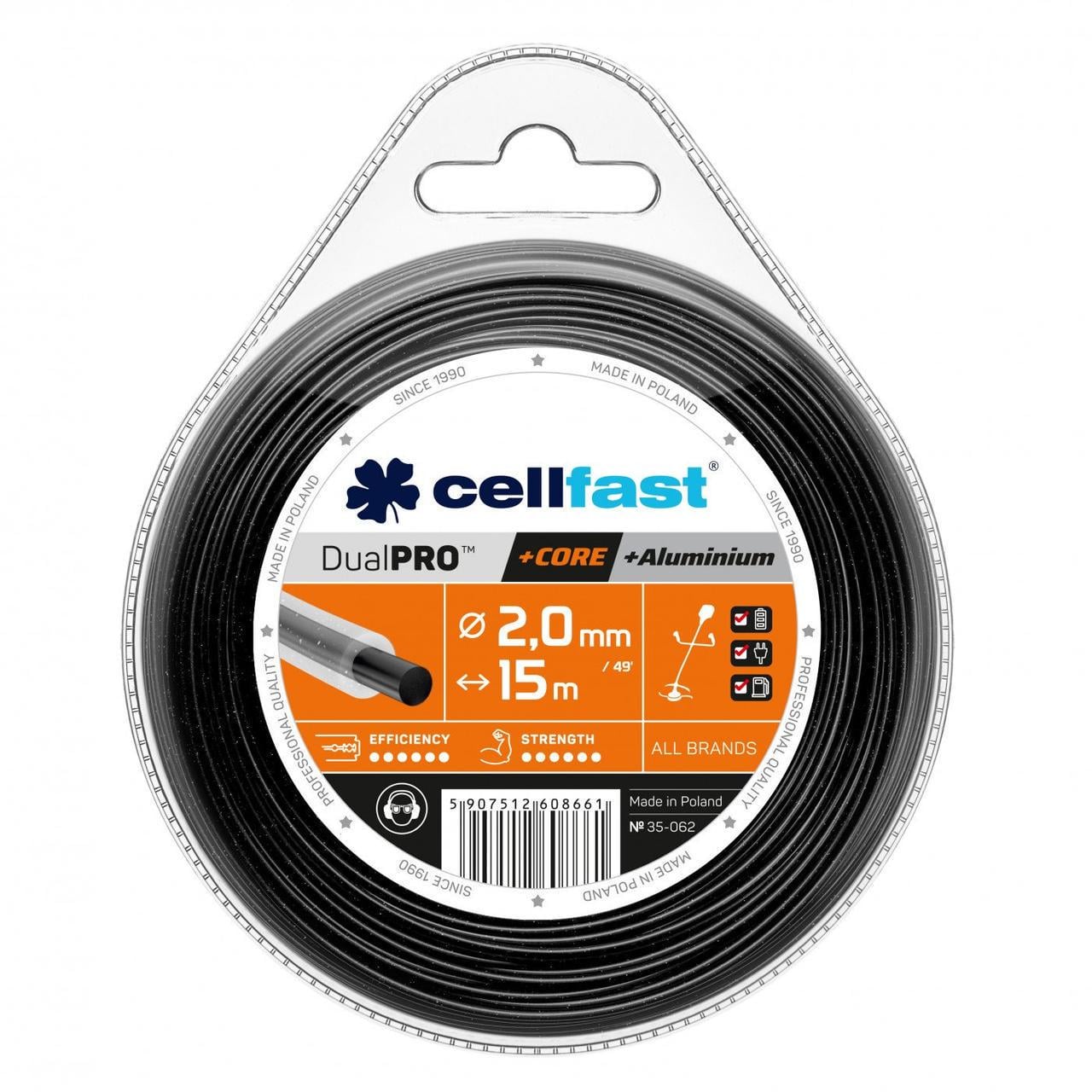 Леска для триммера Cellfast Dual Pro круглая с сердечником 2,0 мм x 15 м
