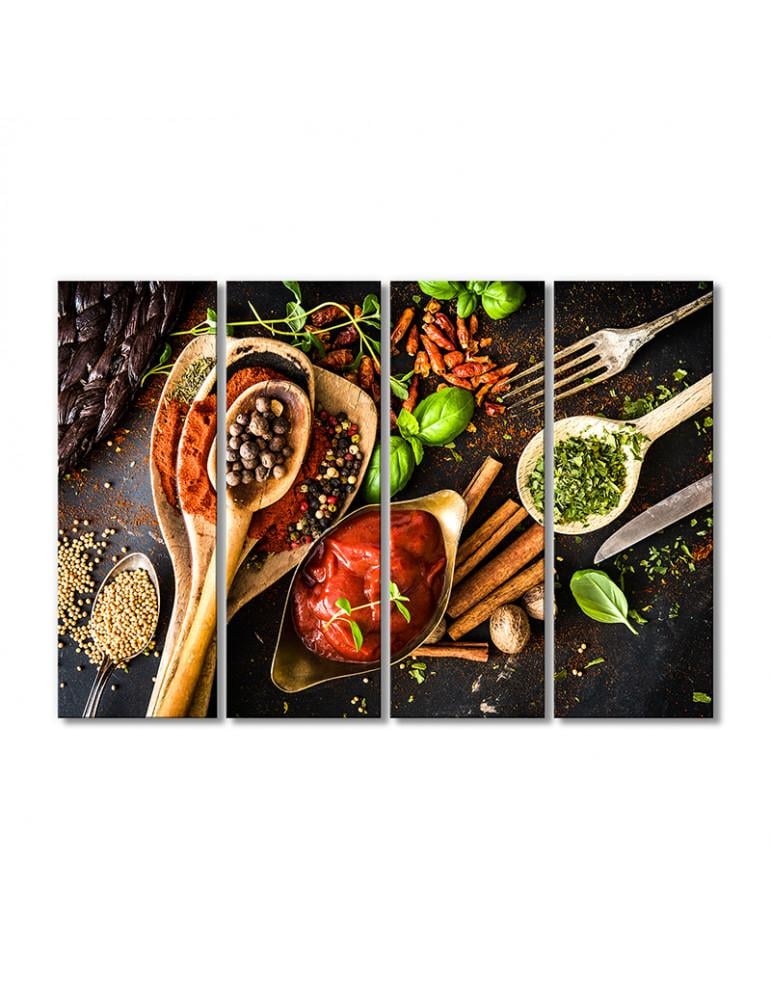 Картина модульная Специи - все что нужно для вкусного мяса 4 модуля 80x120 см
