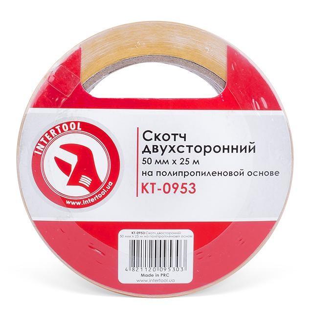 Скот двосторонній Intertool 50 мм 25 м на поліпропіленовій основі (KT-0953)