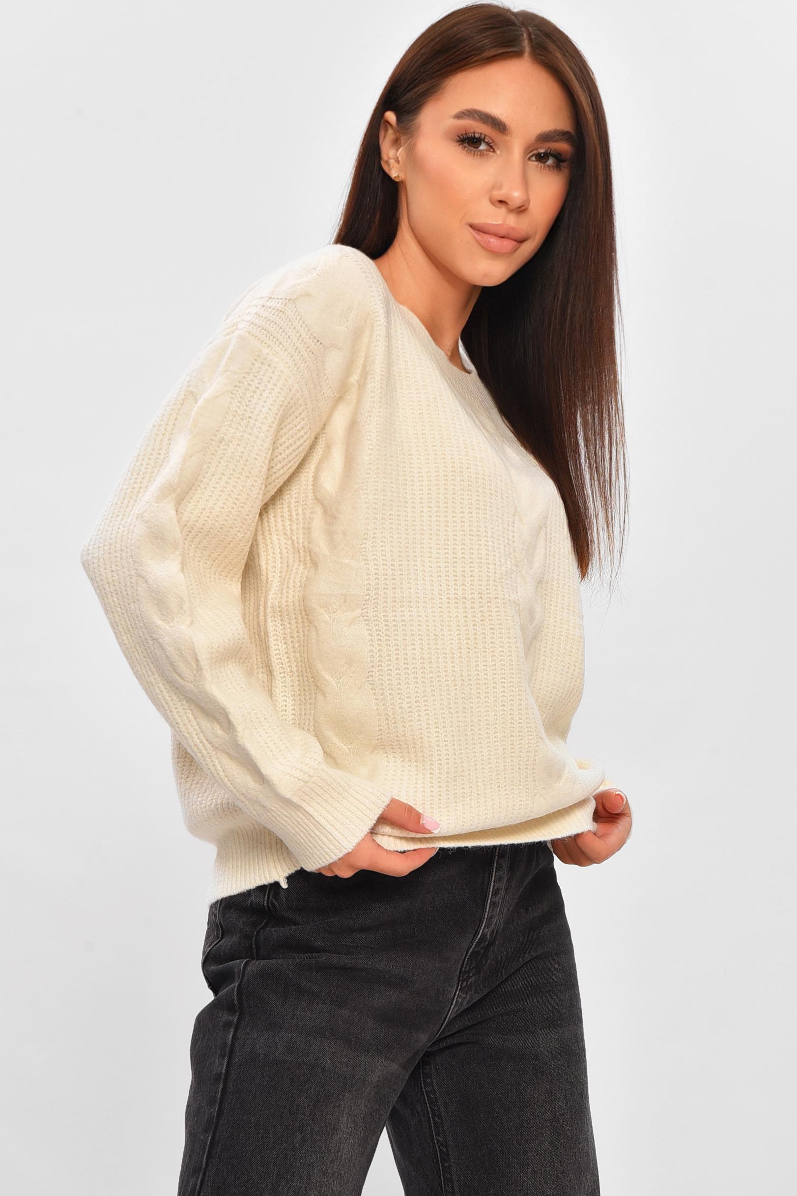 Свитер женский 206605 однотонный M-XL Белый (206605_!335395_44-48) - фото 2 Свитер женский 206605 однотонный M-XL Белый (206605_!335395_44-48) - фото 2