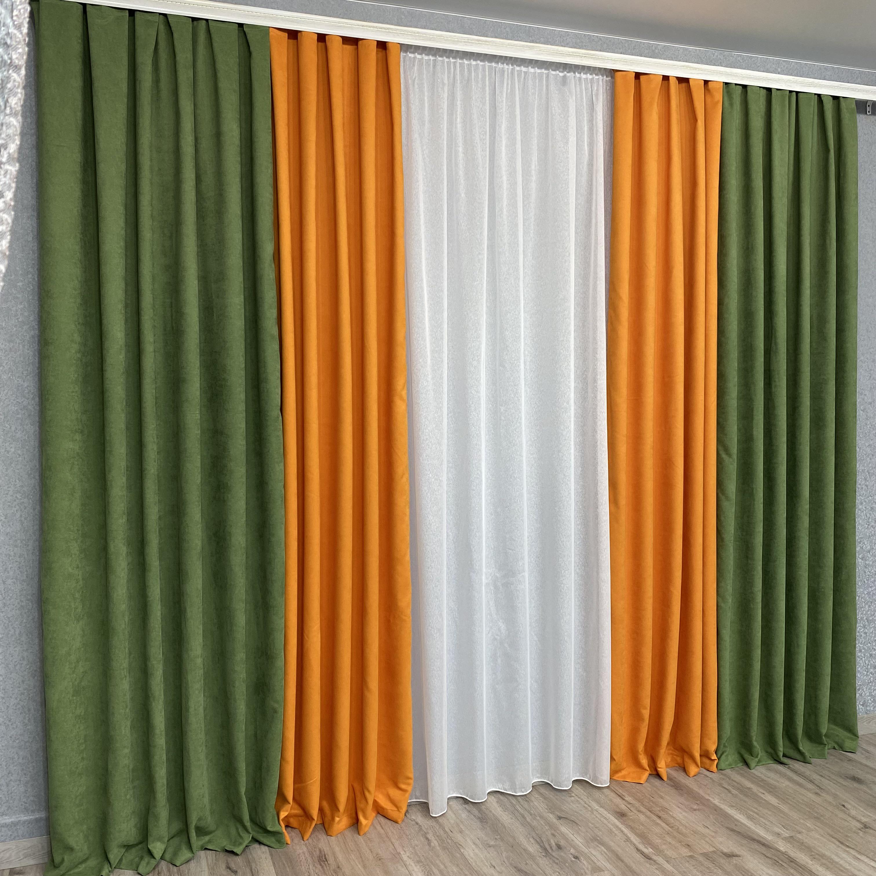 Шторы микровелюр TG Home Дуэт №450 1,50х2,70 м Зелено-оранжевый (450-586/207) - фото 6 Шторы микровелюр TG Home Дуэт №450 1,50х2,70 м Зелено-оранжевый (450-586/207) - фото 6