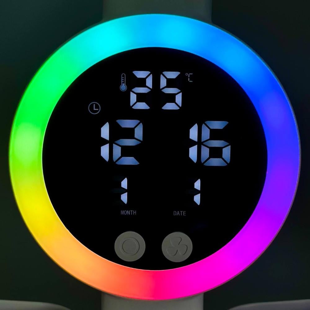 Настольная лампа с вентилятором и дисплеем AT-1701 18650 4 режима RGB Белый (AT-1701) - фото 4