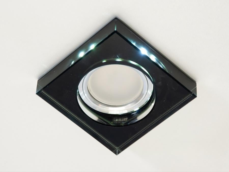 Точечный светильник квадратный Diasha с LED подсветкой дымчатое стекло (6019BK)