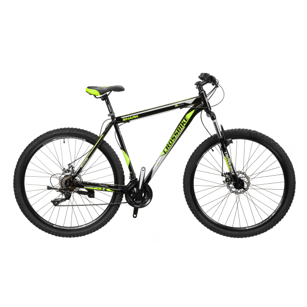 Велосипед CrossBike Shark 29" 17" 2022 Черный/Зеленый/Серый