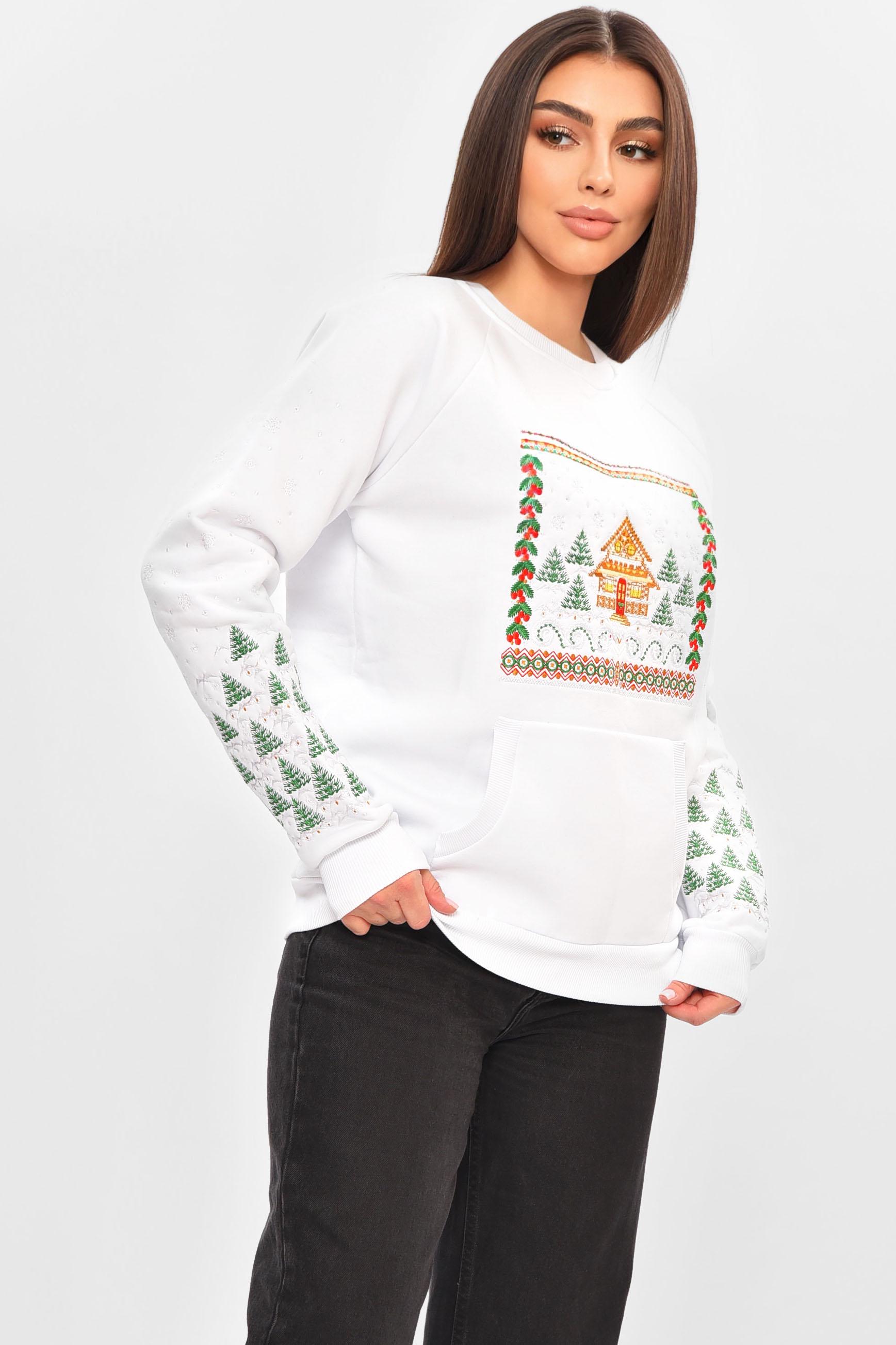 Світшот жіночий 173076 на флісі L Білий - фото 2 Світшот жіночий 173076 на флісі L Білий - фото 2