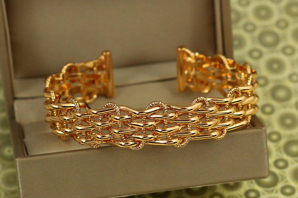 Браслет бенгл Xuping Jewelry Ротанг 60 мм на руку 17 см Золотистый (27445592)