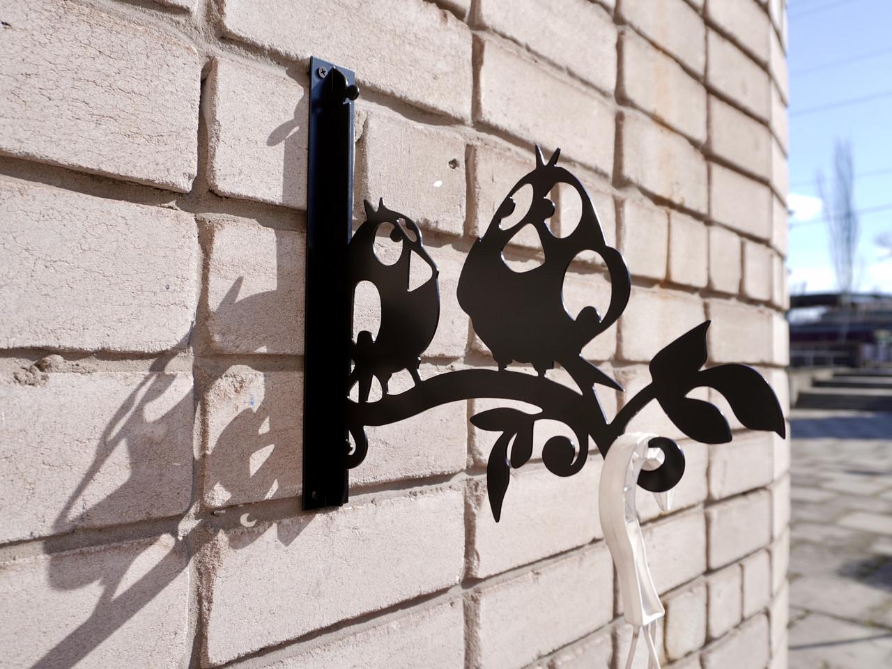 Кронштейн Смешные птички для кашпо с цветами метал Черный (М021) - фото 5 Кронштейн Смешные птички для кашпо с цветами метал Черный (М021) - фото 5