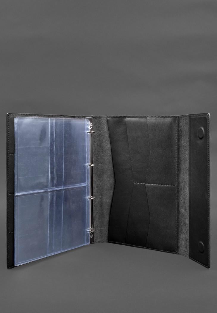 Папка кожаная для документов семейная А4 на сегрегаторе с файлами Черный (A-028627) - фото 4 Папка кожаная для документов семейная А4 на сегрегаторе с файлами Черный (A-028627) - фото 4
