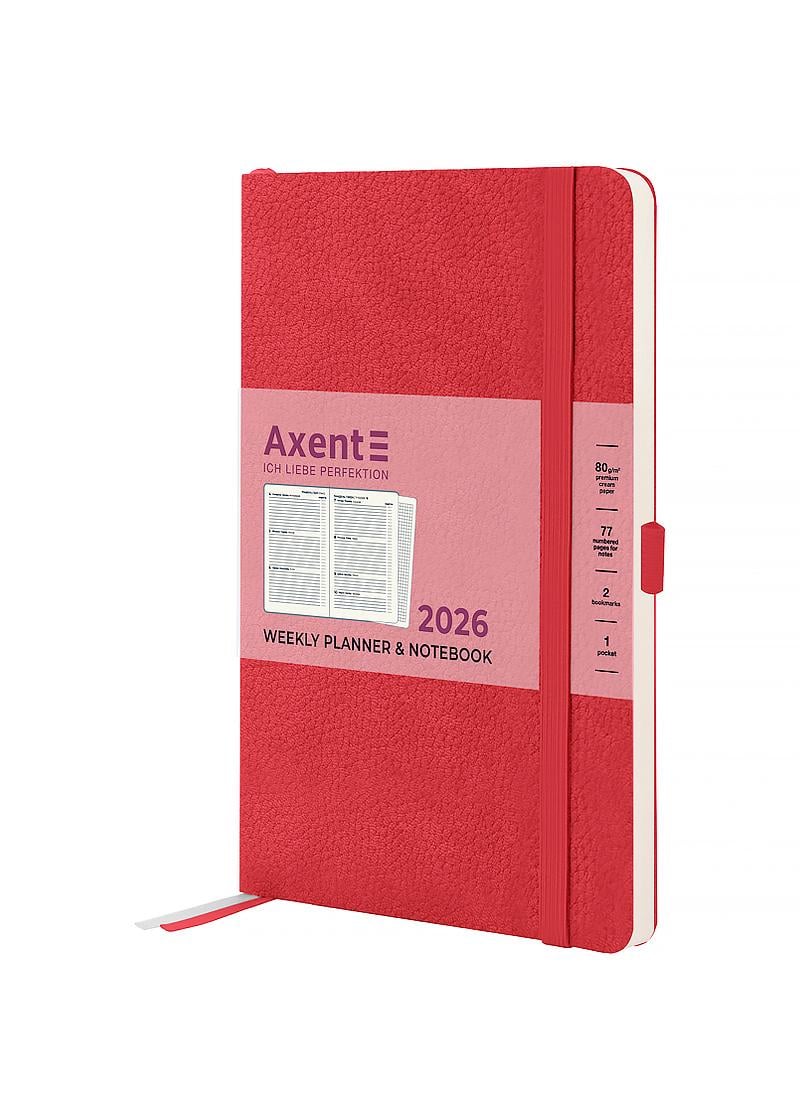 Тижневик Axent 2026 Partner Soft Skin датований 125x195 см Червоний (8509-26-06-A)