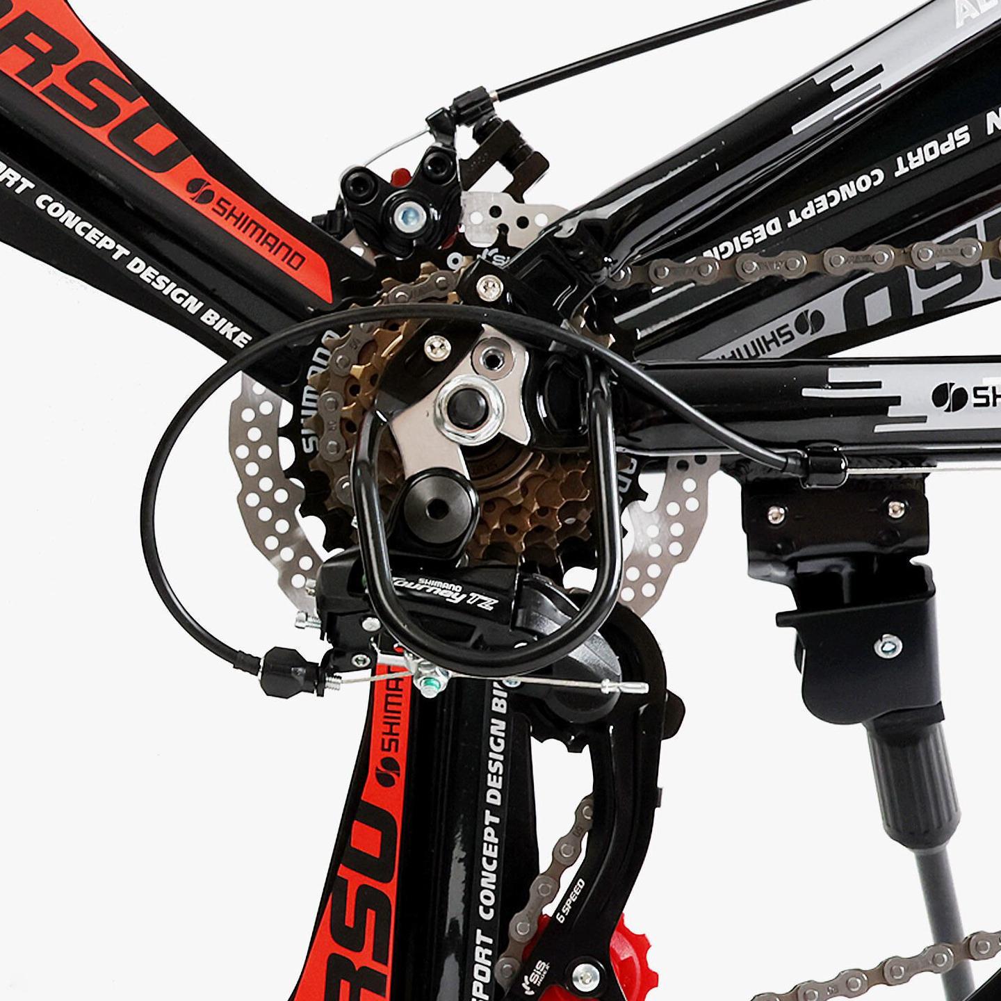 Велосипед горный подростковый алюминиевый Corso Evolution 24" литые диски рама 11" Черно-красный - фото 6