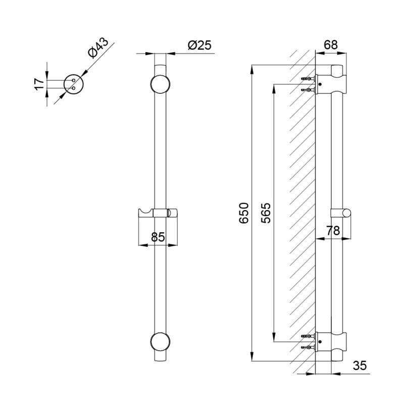 Штанга для душа Lidz Jamb 320 Nickel (FRRS00034640) - фото 2