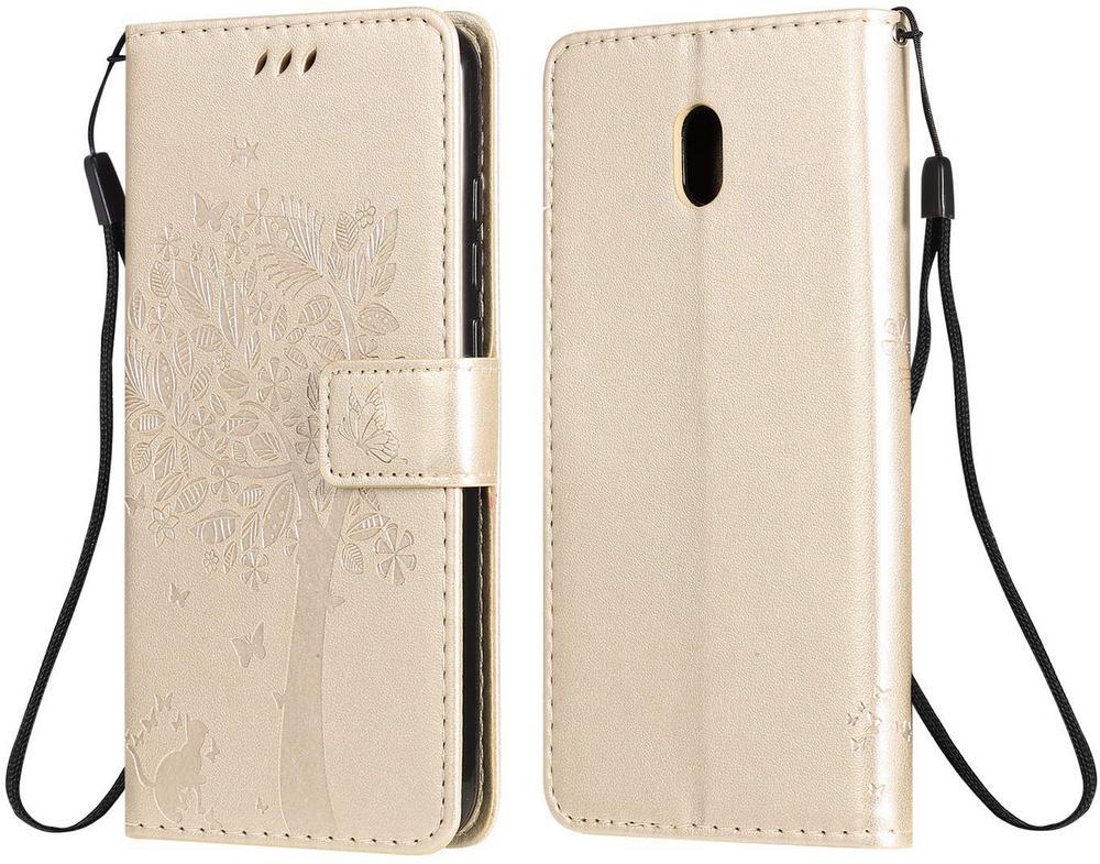 Чехол для Xiaomi Redmi 8 (рисунок кот и дерево) Gold (10608-2A)