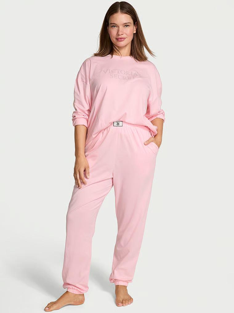 Пижама котоновая Victoria's Secret 100% Cotton Short Pajama Set Regular M Розовый (27209973)
