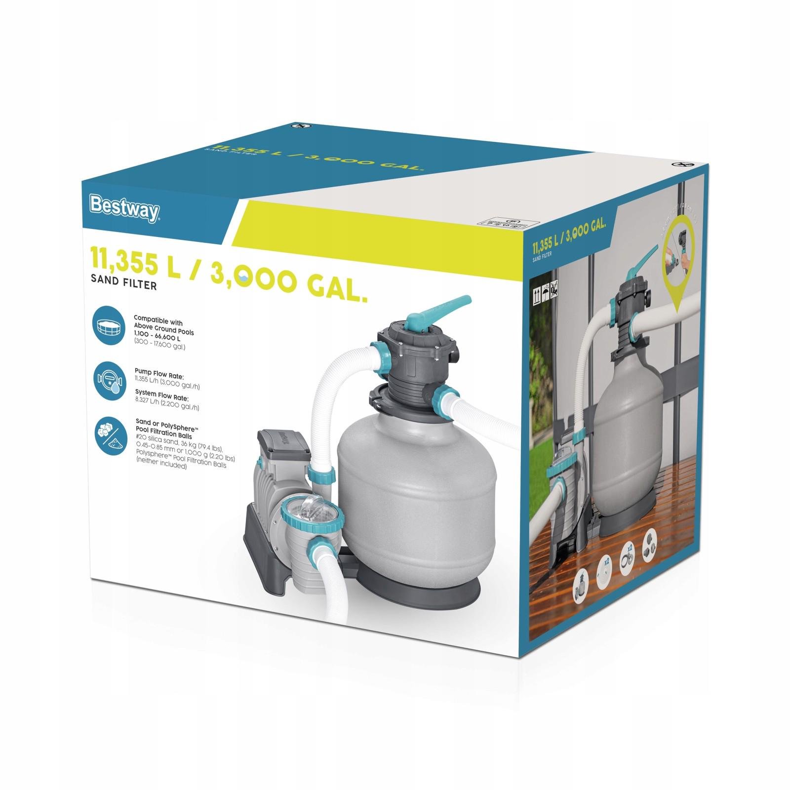 Фільтр-насос пісочний для басейну Bestway 58486 11355 л/год (27884028) - фото 15 Фільтр-насос пісочний для басейну Bestway 58486 11355 л/год (27884028) - фото 15