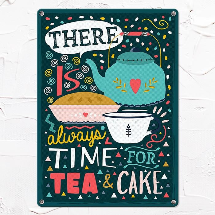 Табличка металева There is always time for tea & cake 26х18,5 см (MET_20J045_WH)