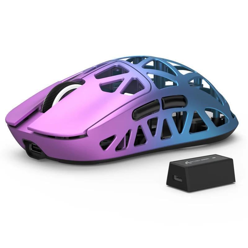 Мышка геймерская аккумуляторная из магния attack shark R2 PixArt PAW3950 Bluetooth/2,4G 8K 42000DPI Purple/Blue (R2-3950PB)
