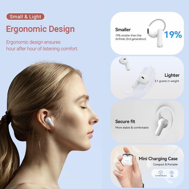 Навушники бездротові Vention Elf E05 Bluetooth 5.3 TWS шумозаглушення 22 год відтверення 13 мм AAC/SBC Hi-Fi Низька затримка Чорний (NBOB0) - фото 4