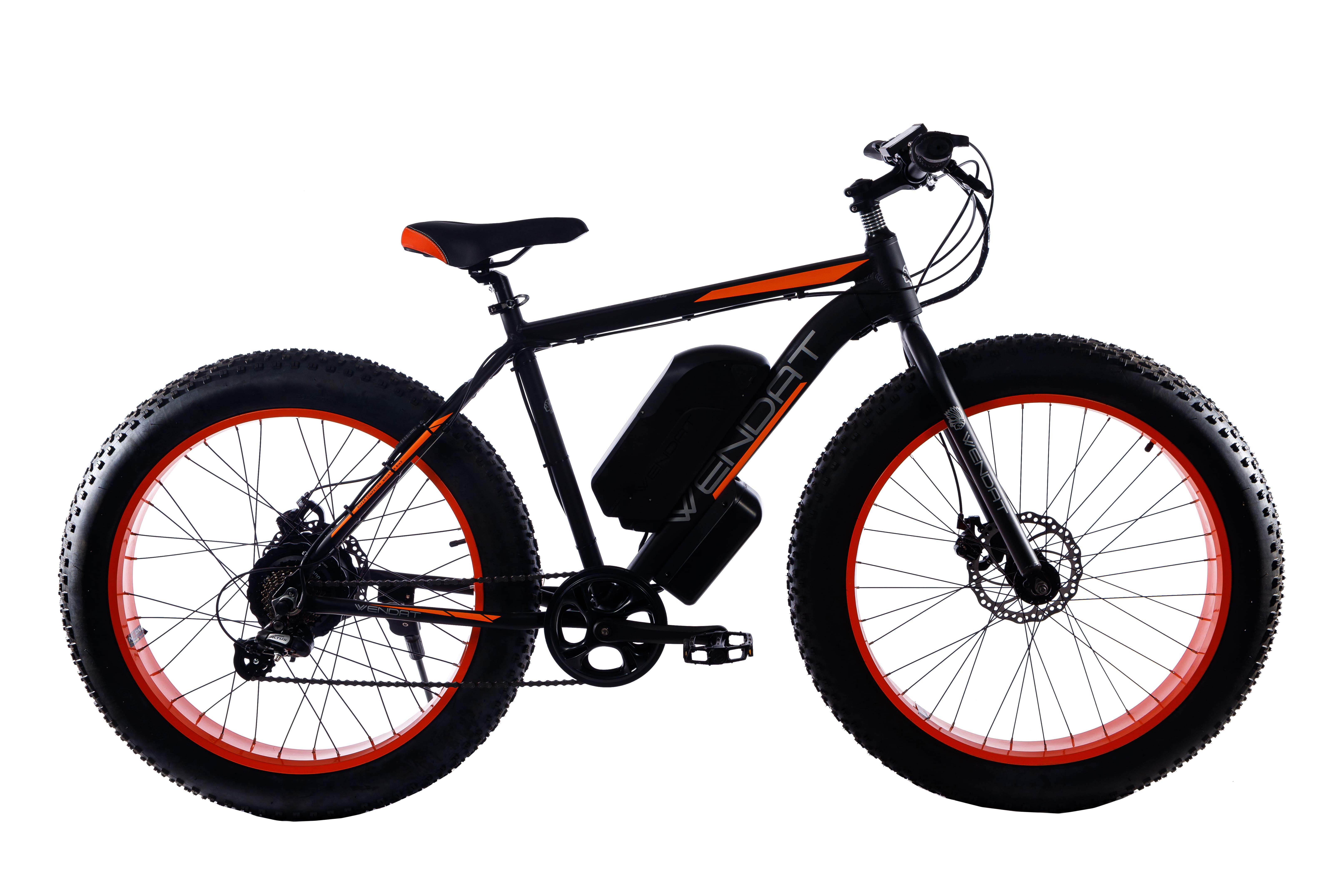 Электровелосипед WENDAT Fatbike с гидравлическими тормозами 48V/23 Ah/1500W Черно-оранжевый (FatWen-48v23Ah1500W-black-orange)