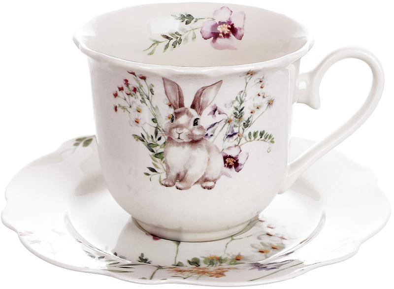 Чашки с блюдцами Весенняя История фарфора 270 мл 4 шт. (BD-K090)