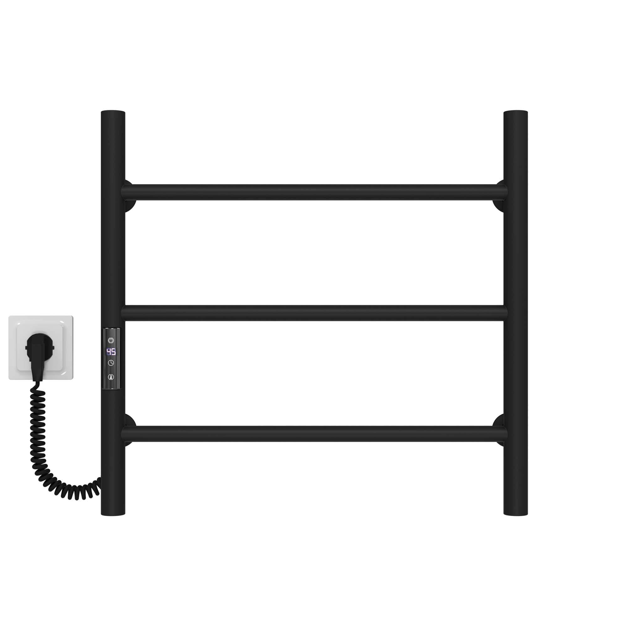 Рушникосушарка електрична Deffi Оріон П3 JD03 ліве підключення нержавіюча сталь 500x500 мм Чорний (C.OR.50.50.3.E.B.L.1)