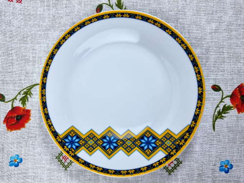 Набор тарелок SNT Вышиванка ромб 9 см 3 шт. Желто-голубой (30002-006)
