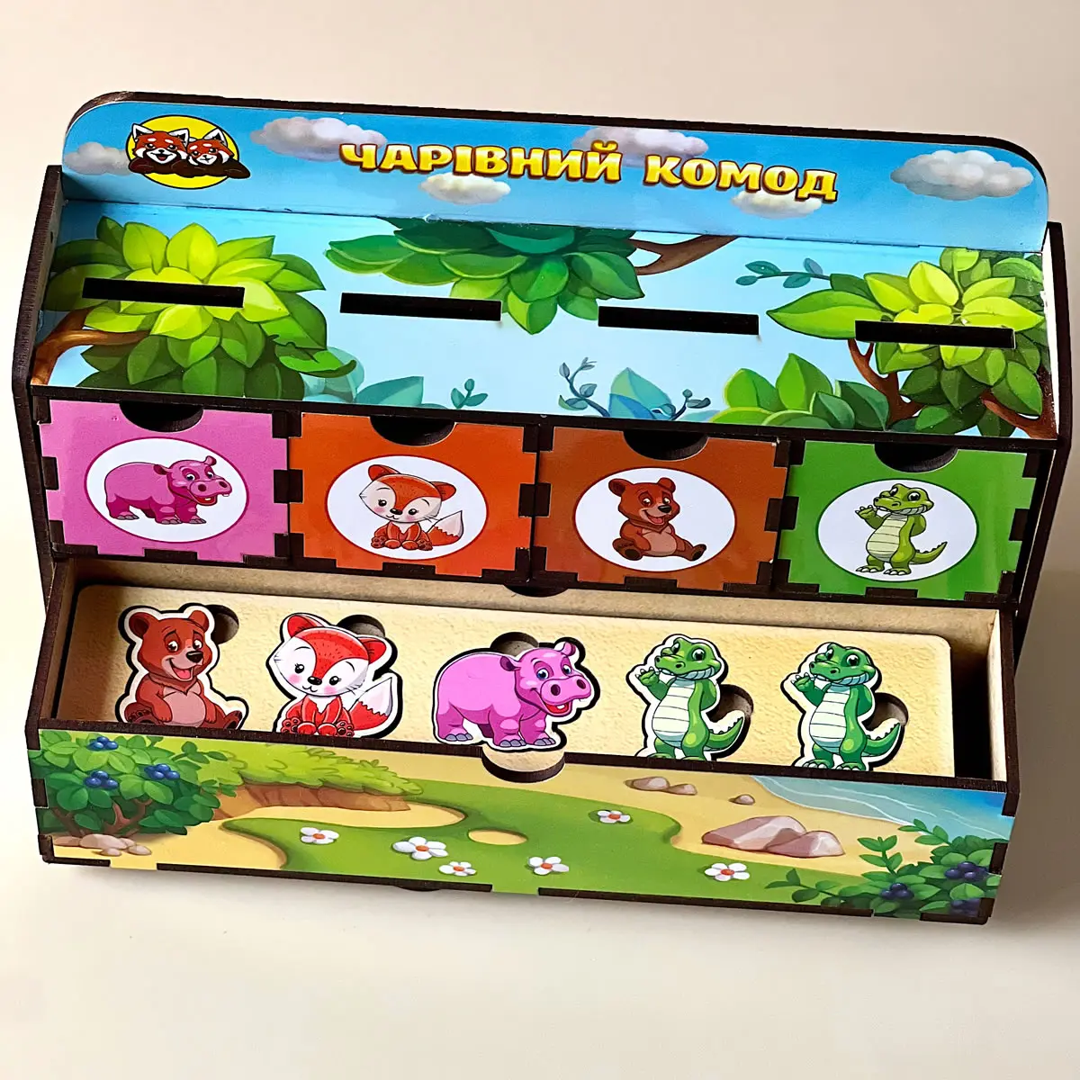 Детская развивашка Волшебный комодик "Животные" (Деревянный сортер) ПСД011 - фото 5 Детская развивашка Волшебный комодик "Животные" (Деревянный сортер) ПСД011 - фото 5