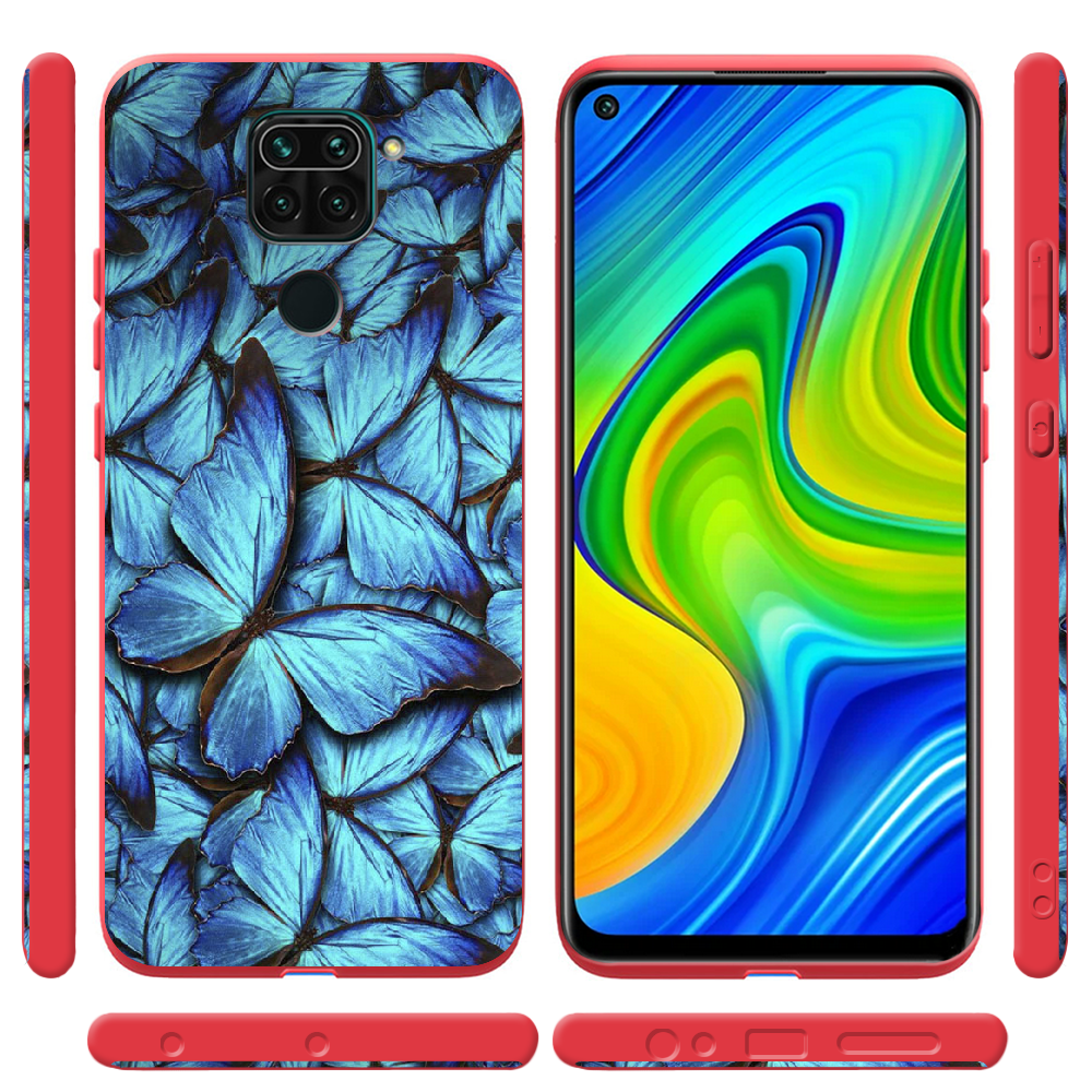 Чохол Boxface Xiaomi Redmi Note 9 Лазурні Метелики Червоний силікон  (39801-up1550-41193) - фото 2