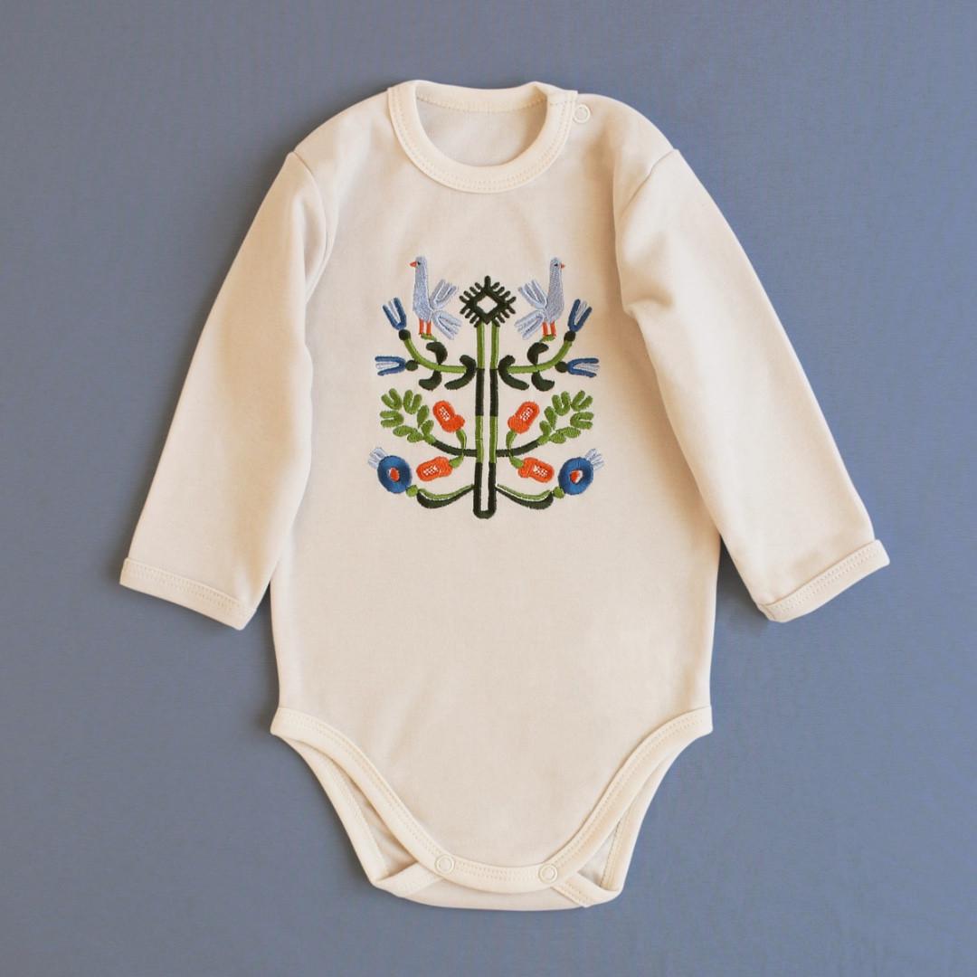 Боди с длинным рукавом Гуси 86-92 см 18-24 мес Молочный (2679645797)