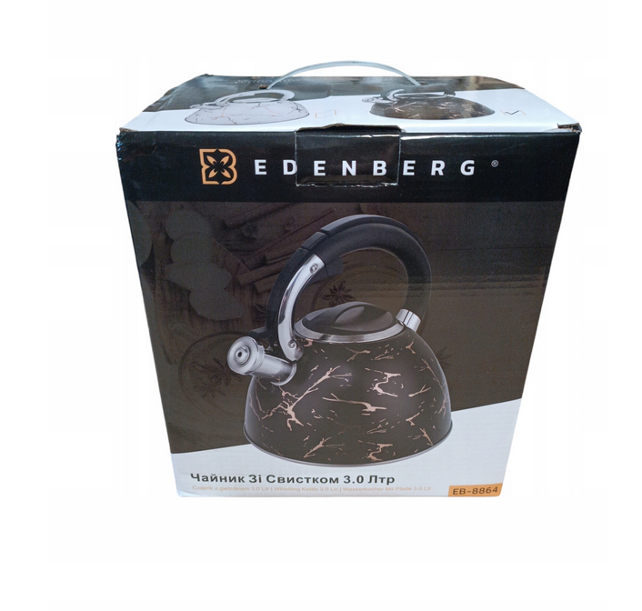 Чайник со свистком Edenberg из нержавеющей стали для всех плит 3 л Черный (EB-8864) - фото 4 Чайник со свистком Edenberg из нержавеющей стали для всех плит 3 л Черный (EB-8864) - фото 4
