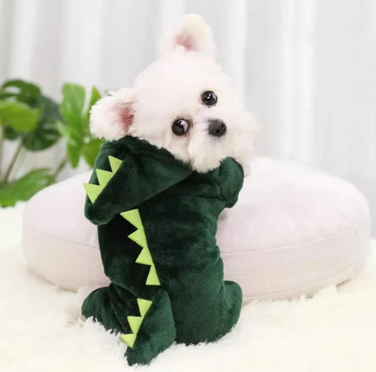 Костюм плюшевий для домашніх тварин Динозавр з капюшоном 2XL