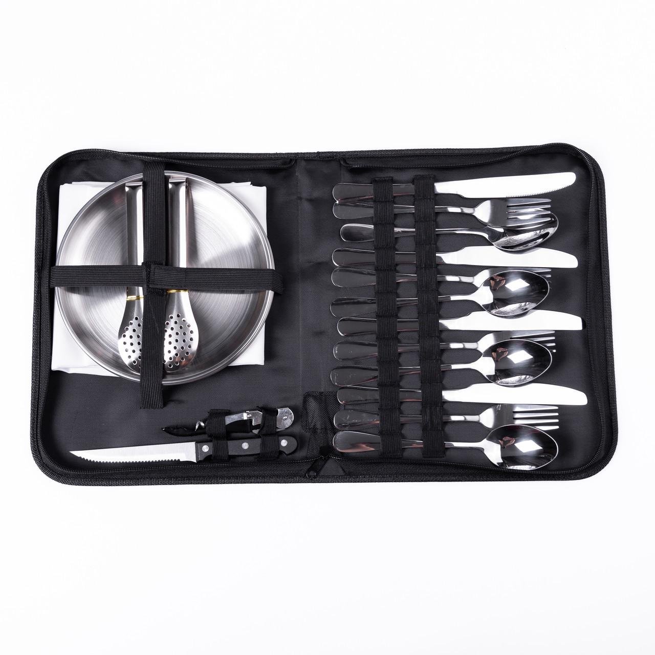 Набор посуды для пикника на 4 человека 24 предмета Серебристый (HP-21-1)