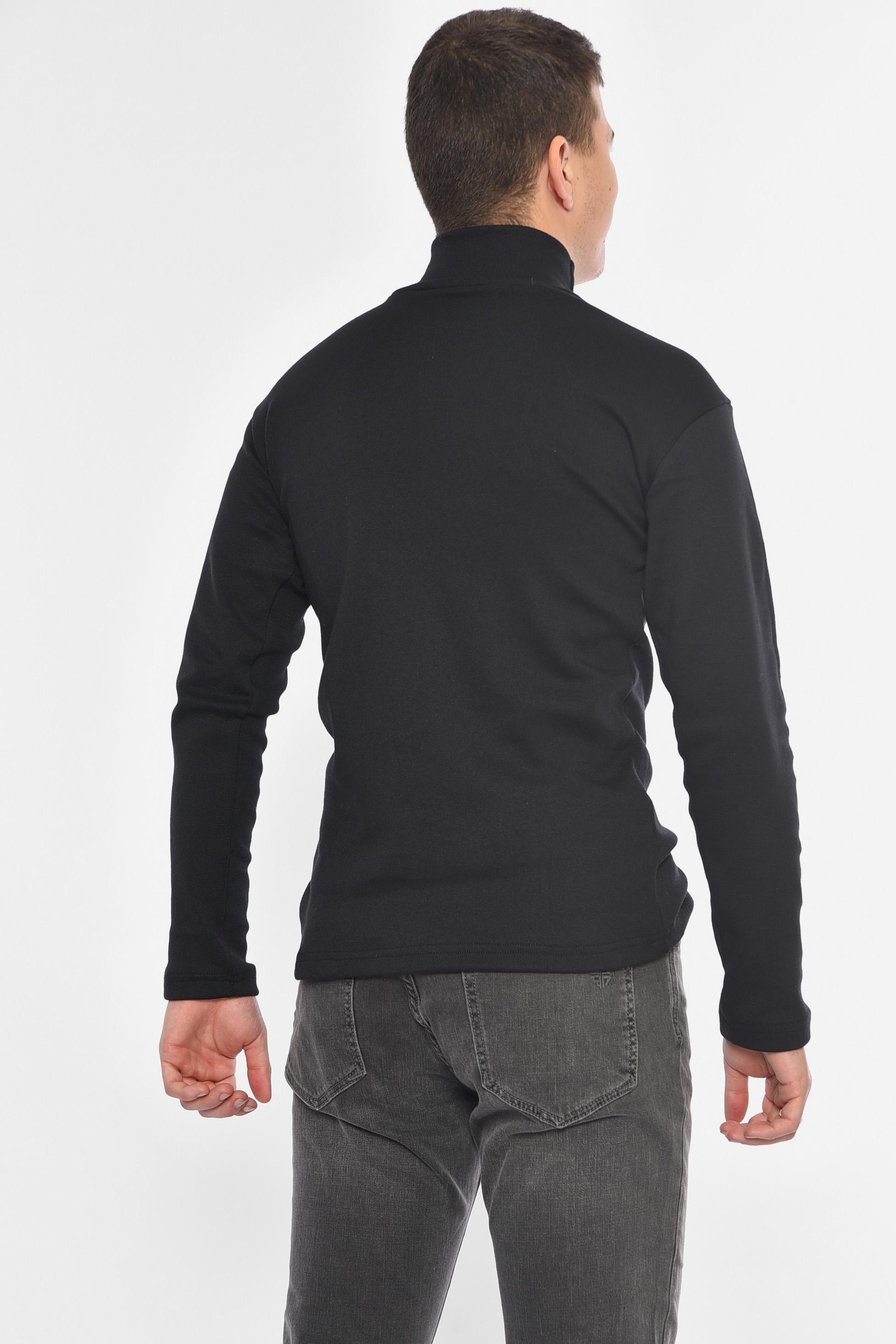 Гольф мужской однотонный на флисе S Черный (194212) - фото 3