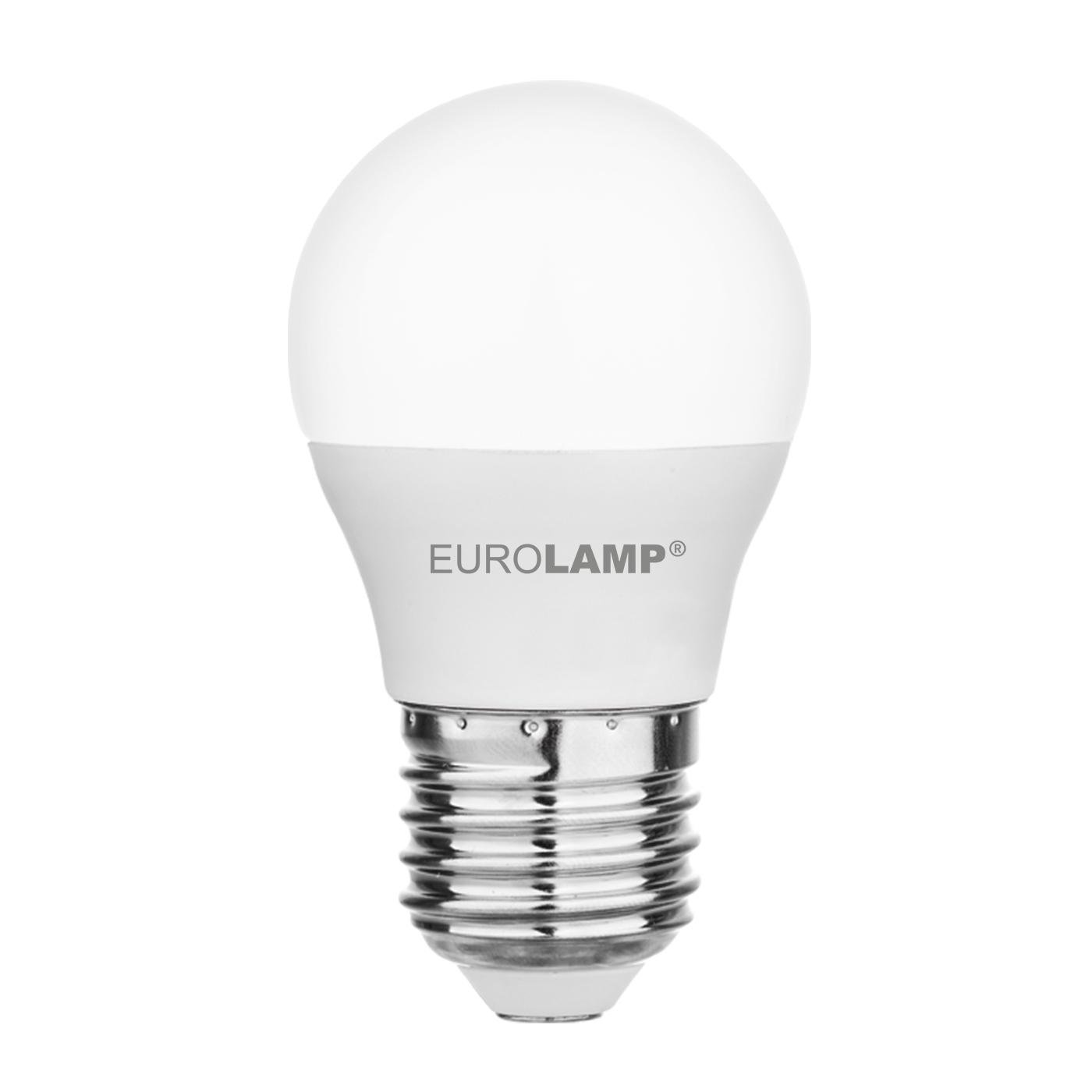 Лампа светодиодная Eurolamp LED-G45-07274/P 7W 220V 700lm 4000K E27 45x81 мм шар (4262380665033) Лампа светодиодная Eurolamp LED-G45-07274/P 7W 220V 700lm 4000K E27 45x81 мм шар (4262380665033)