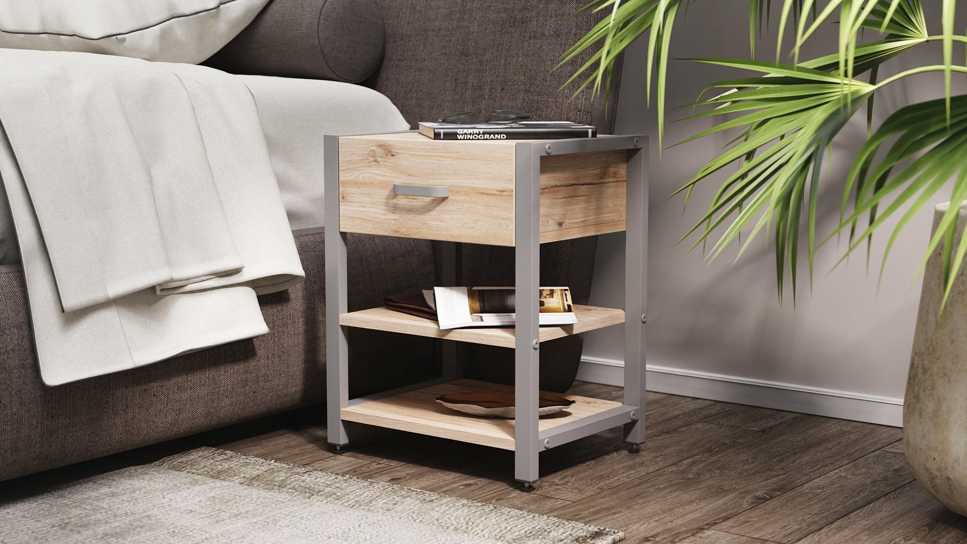Тумба универсальная Ferrum-decor Вивьен 1/2 ДСП 16 мм 50x41x40 см Серый/Дуб Сан-Марино (FRD-104134)