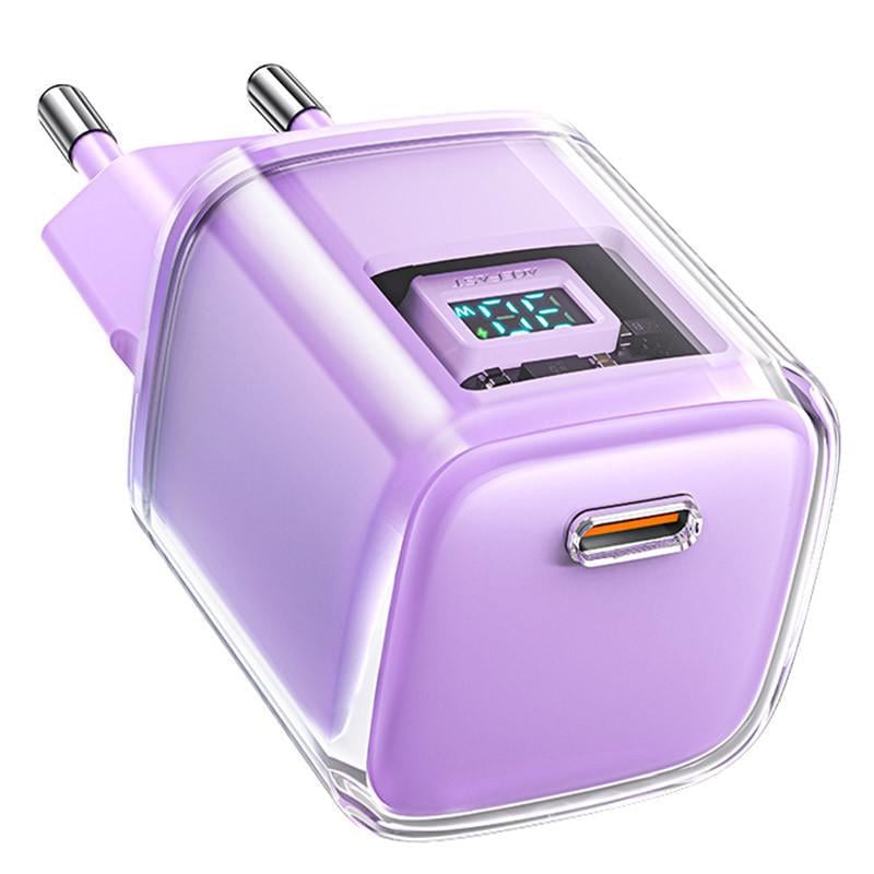 Зарядний пристрій мережевий Acefast A53 Sparkling series PD30W GaN 1USB-C Alfalfa purple (00000065889_1)