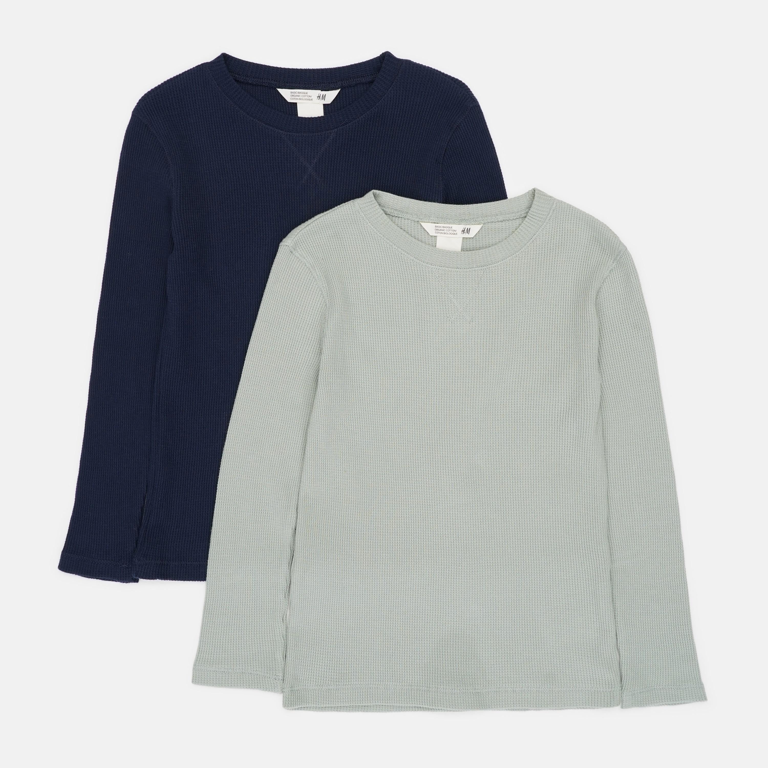 Лонгслів H&M 2 шт. 110-116 см М'ятний/Темно-синій (X15101043815)