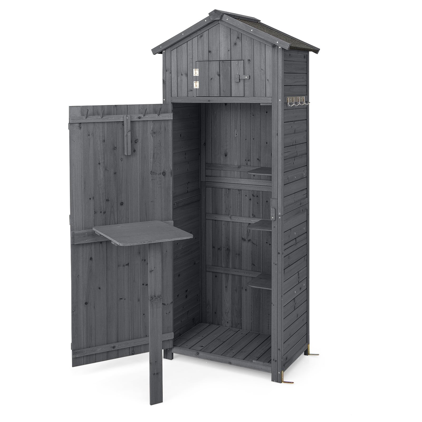 Шкаф-органайзер садовый для хранения из дерева 75x50x180 см Серый (COSTWAY-01632)